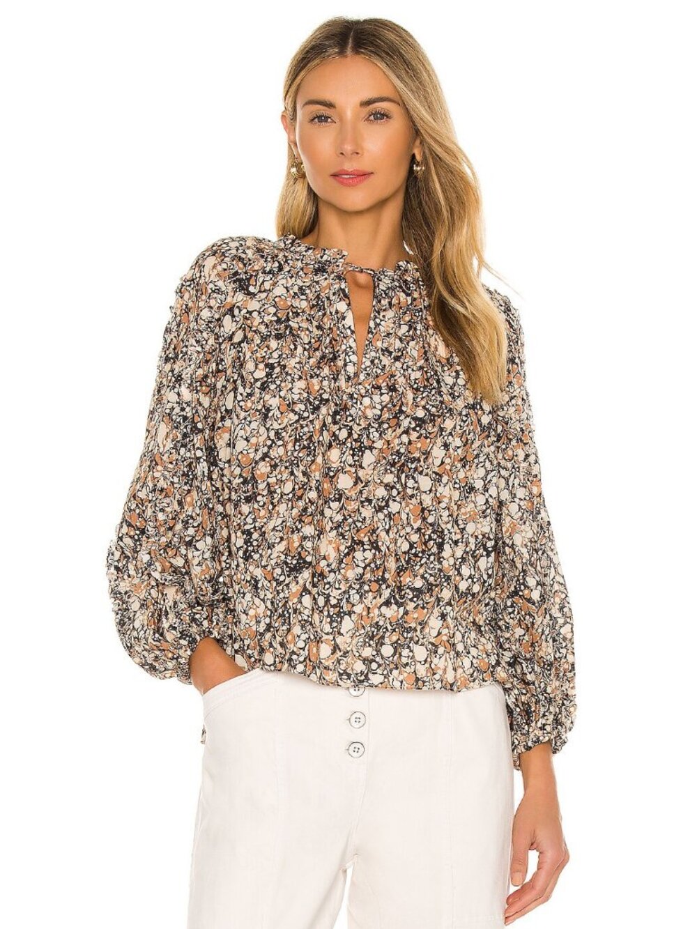 Ulla Johnson "Kana" Top in Beige Marble, size 6